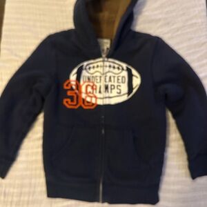 The Children's Place Navy Hoodie with Orange and White Graphics